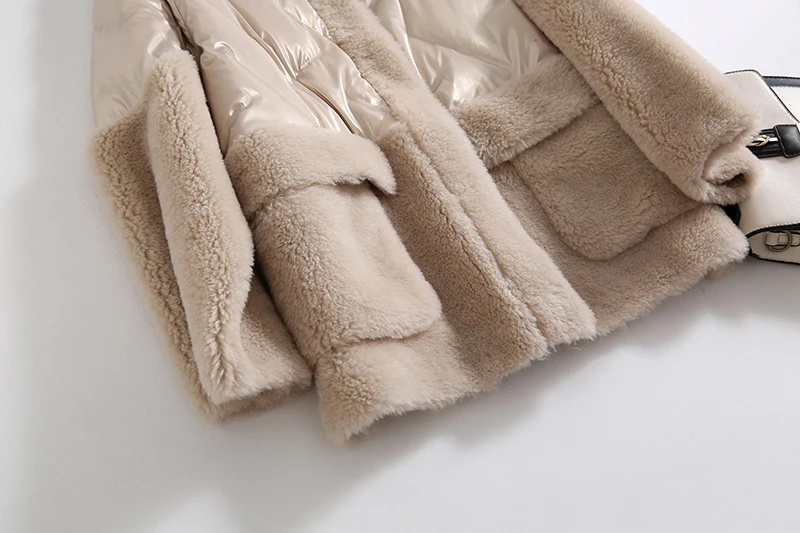 Пальто из натурального меха женская теплая куртка-пуховик осенне-зимняя куртка женские пальто и куртки из натуральной шерсти женская верхняя одежда Hiver 923