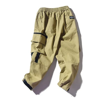 

Velcro Striped Patchwork Cargo Jogger Pants For Men Hip Hop Overalls Sweatpants Pencil Trousers Streetwear Casual Sport Pants