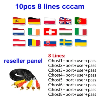 

10pcs 8 lines Europe Cccam Cline for 1 year Poland Spain Portugal France Stable Satellite Receiver For DVB-S2 Satellite