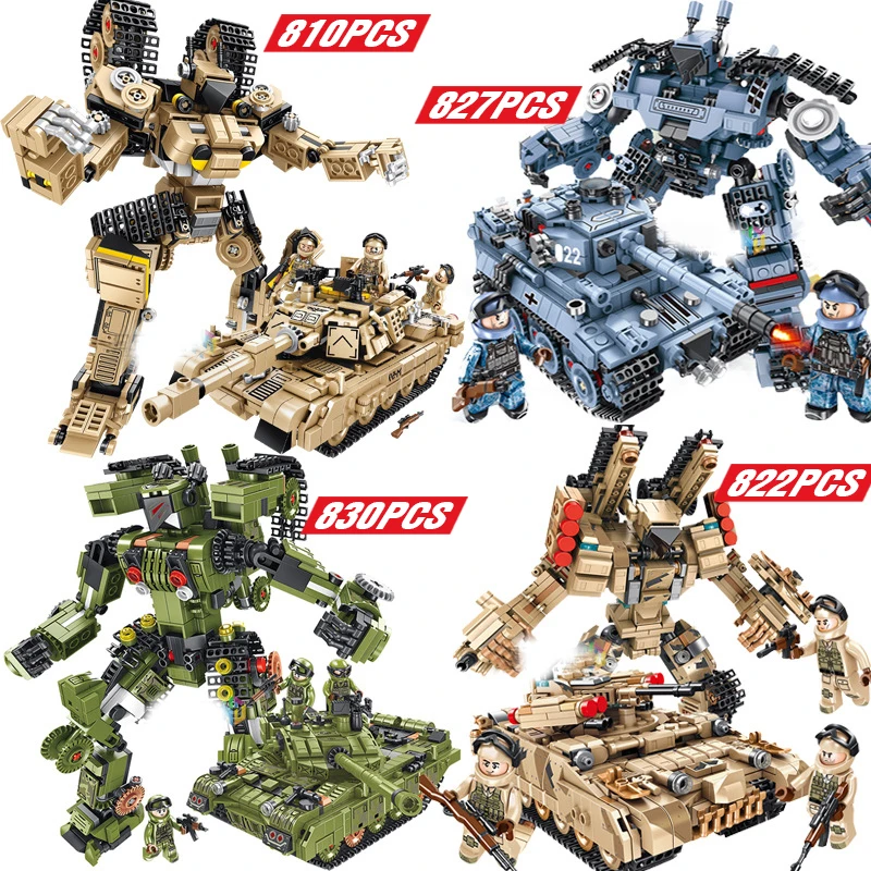 

2020New 4 Style WW2 Tanks Variant Robot Building Blocks Legoing Technic Military Weapon Soldier Weapon Bricks Boy Toys for Kids