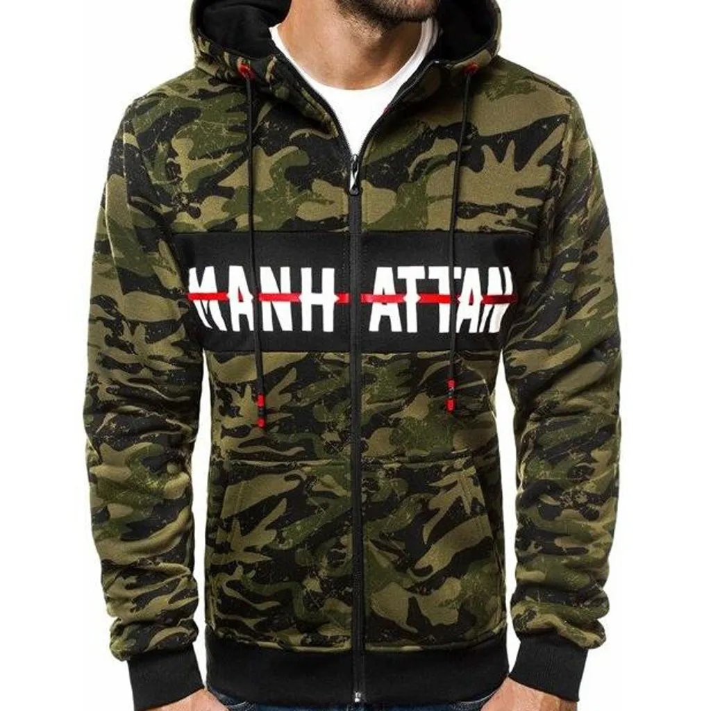 Мужская модная толстовка с капюшоном, camoflage, цветной пуловер с буквенным принтом и длинным рукавом, мужская спортивная толстовка на молнии с карманом, L5010919 - Цвет: AG