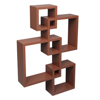 

Set of 4 Intersecting Decorative Color Wall Shelf Brown HOT