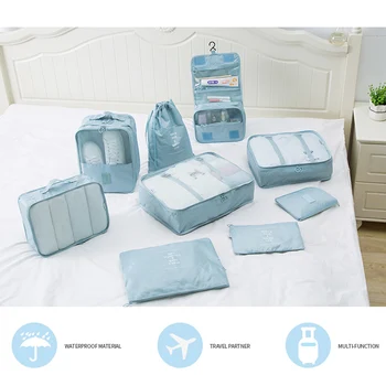 

9PCS/set Travel Packing Cube Underwear Baggage Shoes Clothes Organizer Waterproof Travel Bags Clothing Sorting Organize Bag