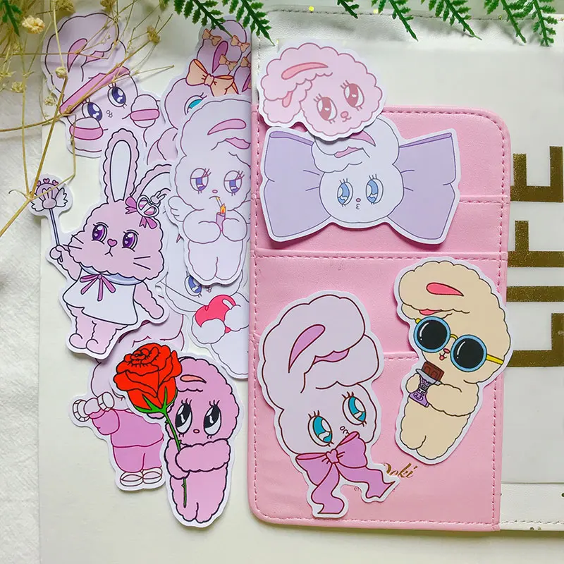 

New 11PCS/bag Pink Rabbit Sticker DIY Scrapbooking Album Diary Happy Planner week journal Decoration Sticker