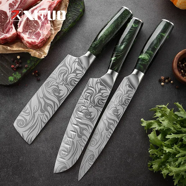 XITUO stainless steel kitchen knives set Japanese chef knife Damascus steel  Pattern Utility Paring Santoku Slicing knife Health - AliExpress