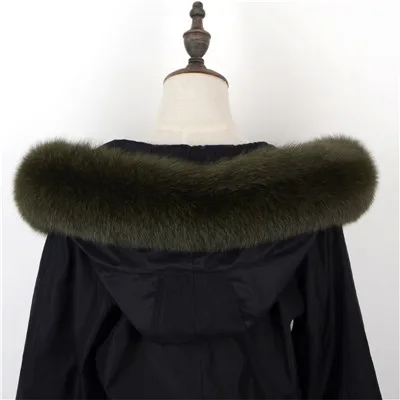 Зимняя мода натуральный Лисий Мех Шарфы-Снуды Женское пальто капюшон шаль многоцветный однотонный теплый Лисий мех воротник женское тёплое кашне - Цвет: 5