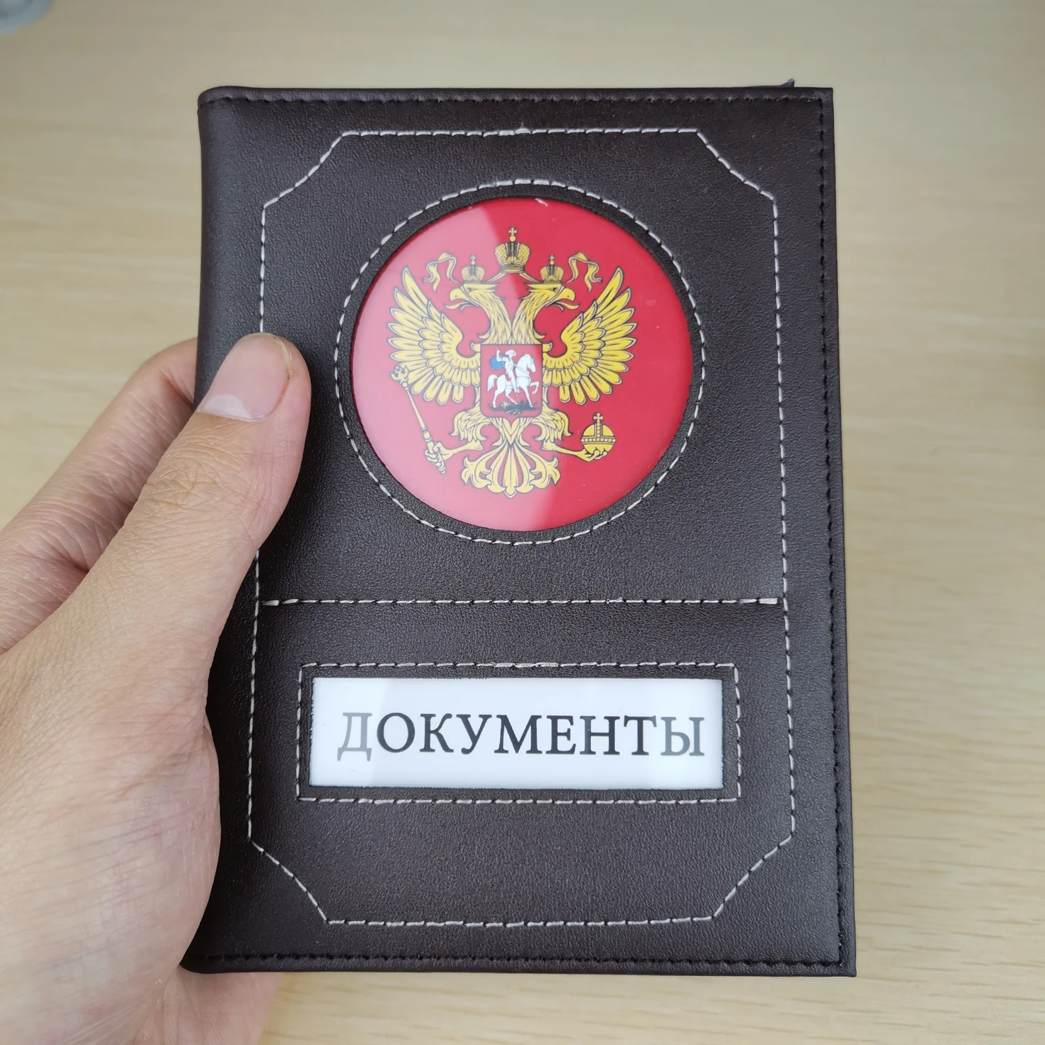 coffee Чехлы из искусственной кожи для авто документов с прозрачными вставками из ПВХ для документов - Цвет: coffee