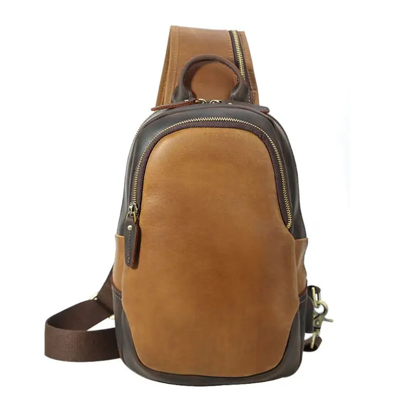 

Men's Fashion Shoulder Bag Sling Chest Leather USB Charging Sports Crossbody Handbag X5XA