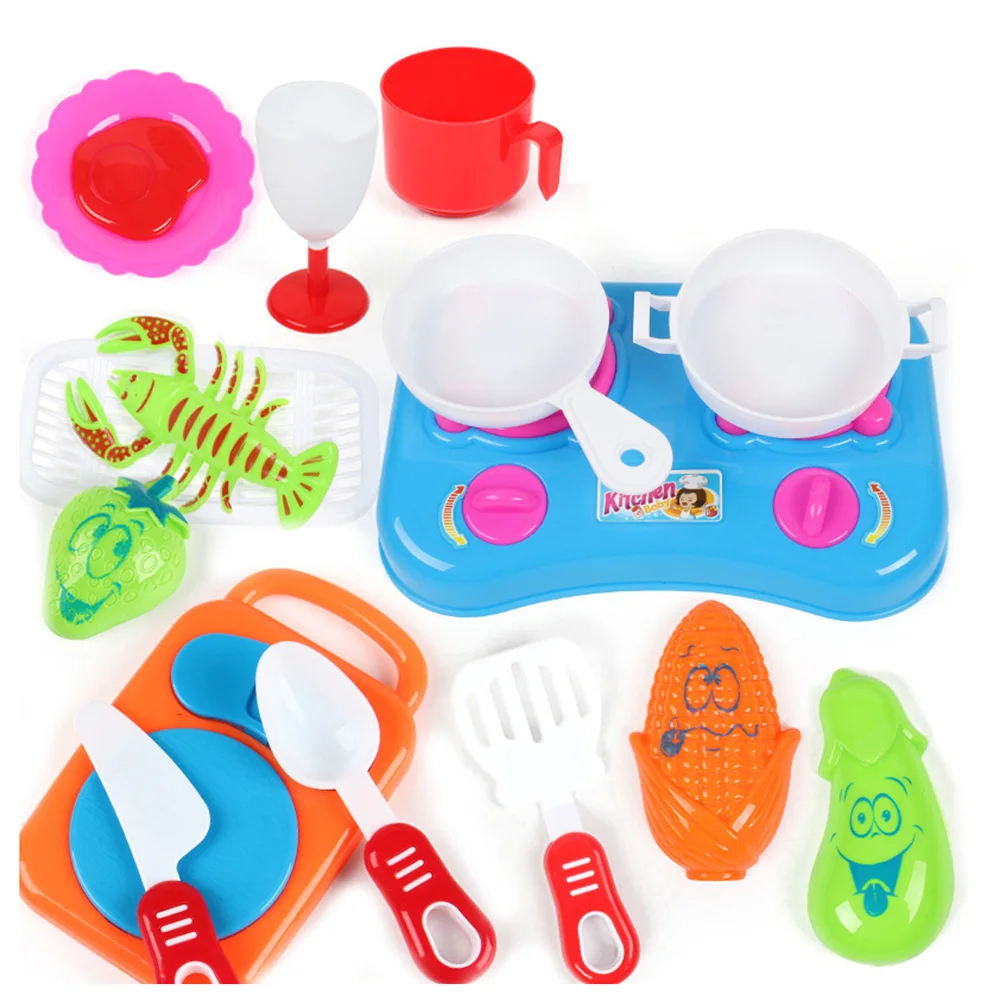 17pcs Новинка, детский кухонный игровой набор, кухонная утварь, игрушка для приготовления пищи, игровой домик для малышей - Цвет: 17pcs