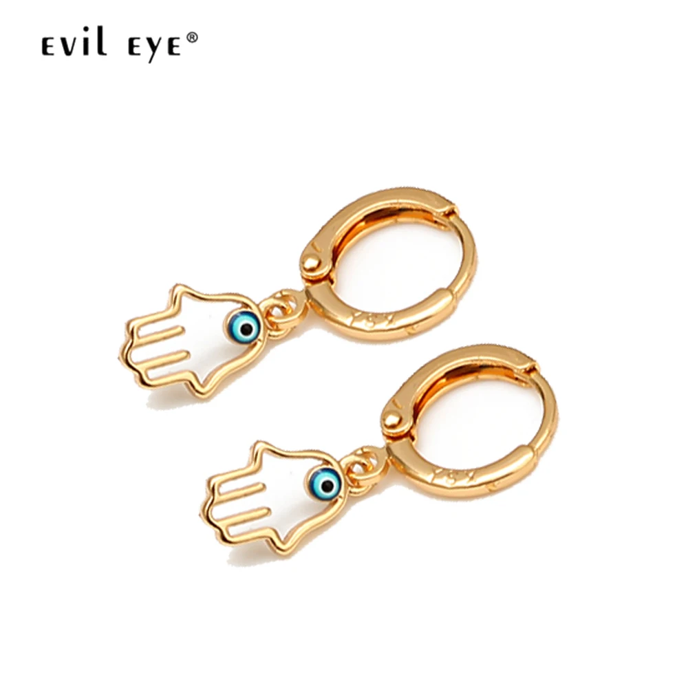 

EVIL EYE Hanging Hamsa Drop Earrings Gold Color Turkish Blue Eye Dangle Earrings Fashion Jewelry for Women Girls Ladies EY6514
