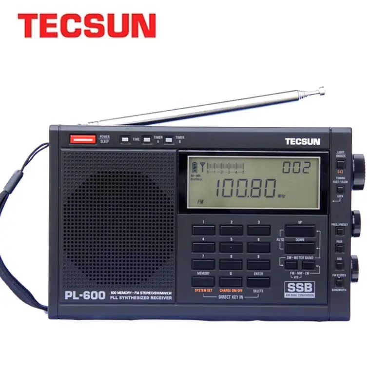 TECSUN PL-600 цифровой радио тюнинг Полнодиапазонный FM/MW/SW-SSB/PLL синтезированный стерео радиоприемник(4xAA) PL600 портативный Радиоприемник - Цвет: Черный