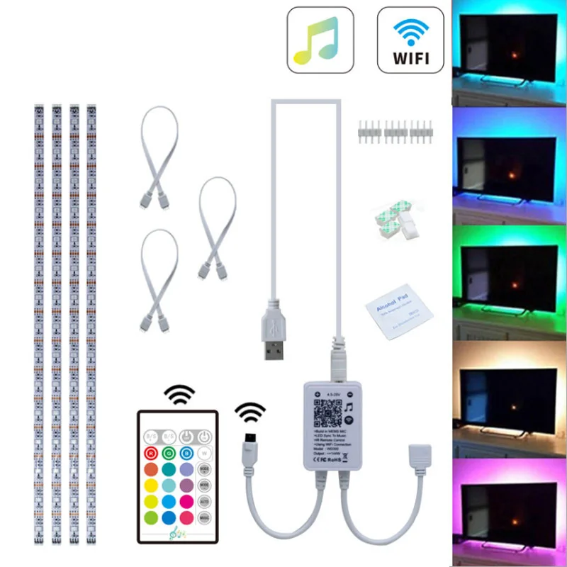 Комплект светодиодных лент 5050RGB умная музыкальная лента с USB 5 В светильник