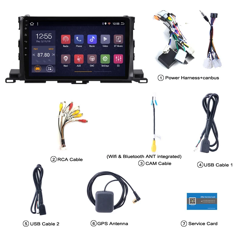 Clearance 10.1inch Android 9.0 Car GPS Navigation for Toyota highlander 2015-2018 Support Stereo Audio Radio Video 5