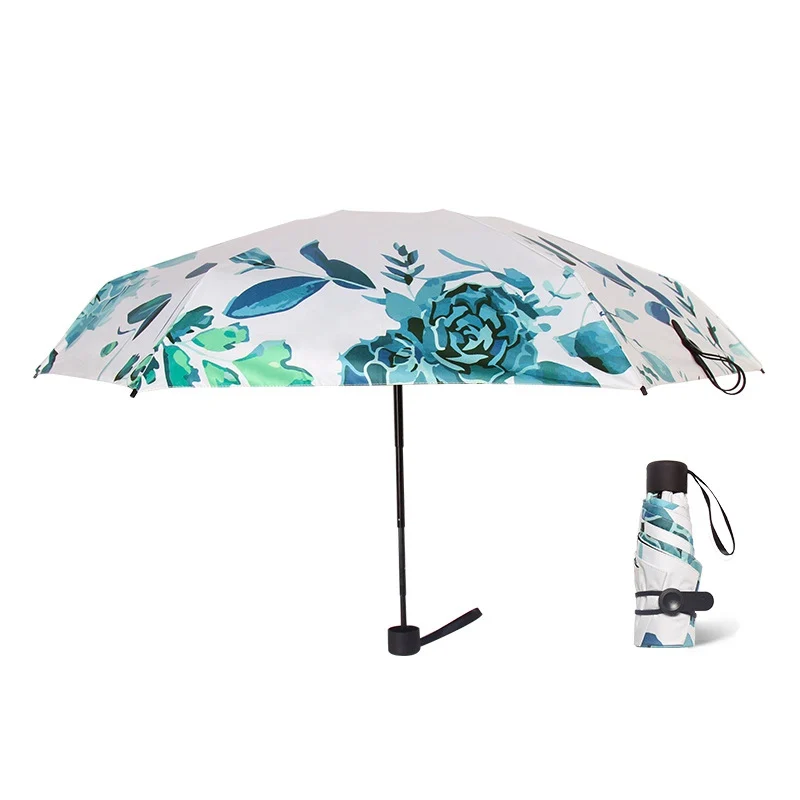 five-fold UV Protection Sun Shade Cute Fresh Vinyl Umbrella Men And Women Students Three-Fold Five-Fold Clear For Girl - Цвет: five-fold