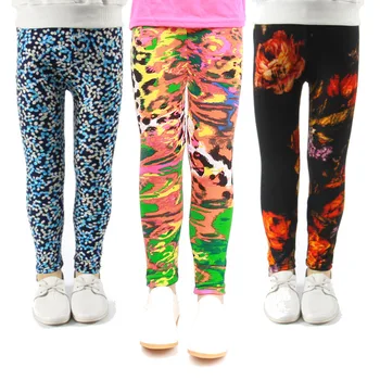 

New Print leggings Girls Elastic Waist Pants Kids Spring Summer Trousers Girl Skinny Pants Children Pattern Trousers 20 colors