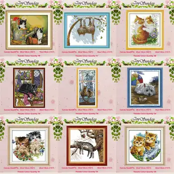 

Lazy cat Kitten Black Cat animals counted 11CT 14CT Cross Stitch Sets DIY Cross-stitch Kits Embroidery Needlework Home Decor