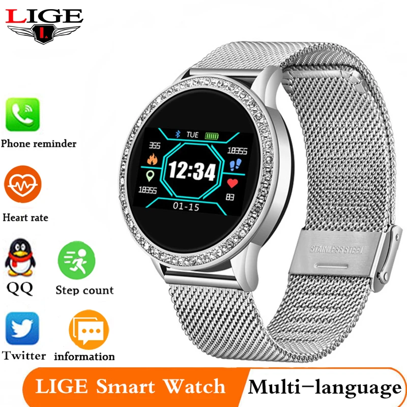 

LIGE New Smart Watch Women IP67 Fitness Tracker Blood Pressure Heart Rate Monitor Pedometer Sports Smartwatch For Android ios