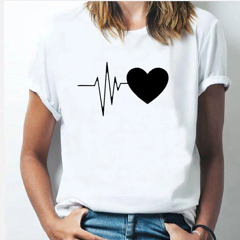 Than Heart Women's T-shirt Harajuku Love T Shirt Women Fashion Ladies Black Graphic T Shirts Women 2022 New Summer Femme Clothes