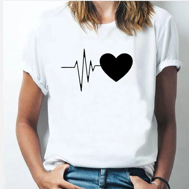 Than Heart Women's T-shirt Harajuku Love T Shirt Women Fashion Ladies Black Graphic T Shirts Women 2022 New Summer Femme Clothes JW315