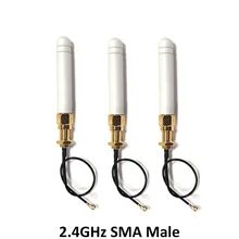 20pcs 2.4Ghz antenna wifi 2~3dbi SMA male 2.4 ghz antena wi fi Zigbee Small Size aerial + PCI U.FL IPX to RP-SMA Pigtail Cable