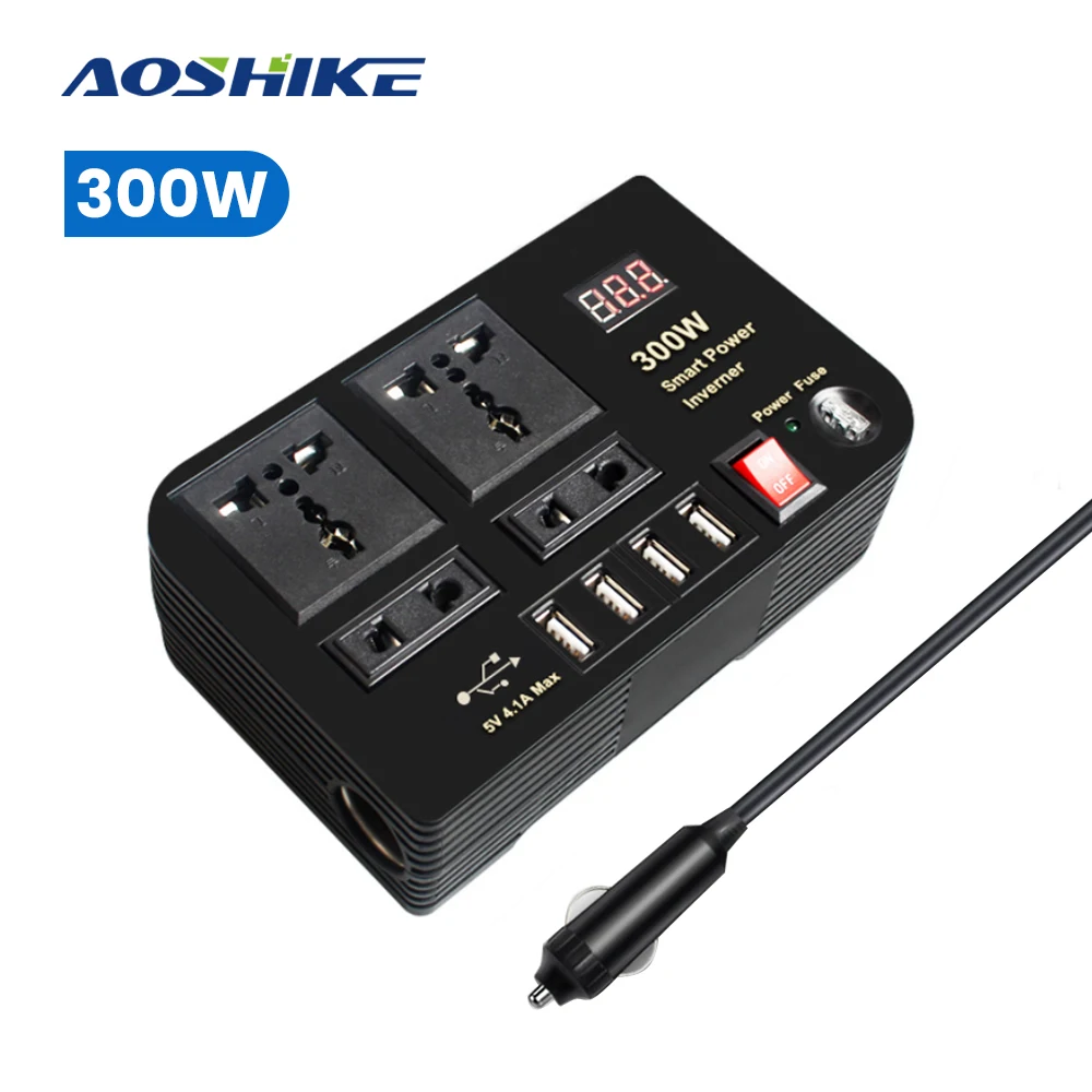 Автомобильные инверторы AOSHIKE 300 Вт 12 В постоянного тока в переменный ток а 4