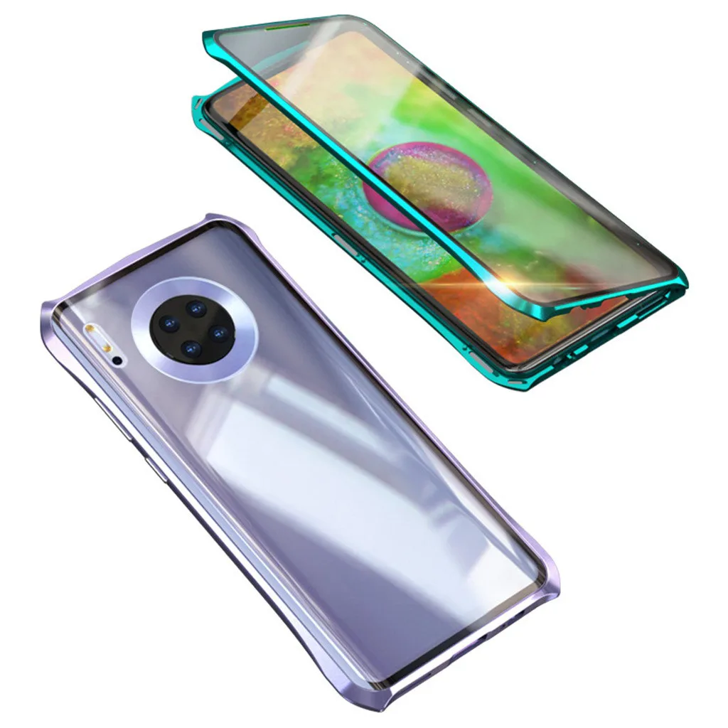 Противоударный чехол для телефона 9H из закаленного стекла для HUAWEI mate 30 6,62 дюймов Магнитный адсорбционный металлический бампер стеклянный чехол