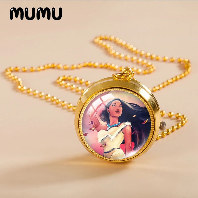 desinfecteren Beoefend Shinkan 2021 Nieuwe Pocahontas Zakhorloge Ketting Prinses Goud Kleur Vintage  Horloge Glazen Koepel Hanger Sieraden Geschenken - AliExpress