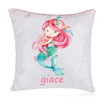 

PERSONALIZED Mermaid Pillow Aqua Pillow Reverse Sequin Pillow Cushion Cover Decorative Pillows Housse De Coussin