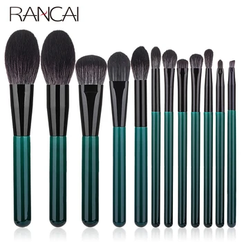 

RANCAI 12pcs Makeup Brushes Set Foundation Powder Blush Eyeshadow Sponge Brush Soft Hair Cosmetic Tools with Leather Bag