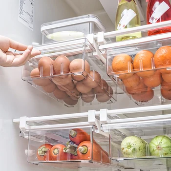 

Refrigerator Drawer Organizer Bin 1/4/8 Compartment PET Transparent Fridge For Pantry Freezer Storage Boxes Containers