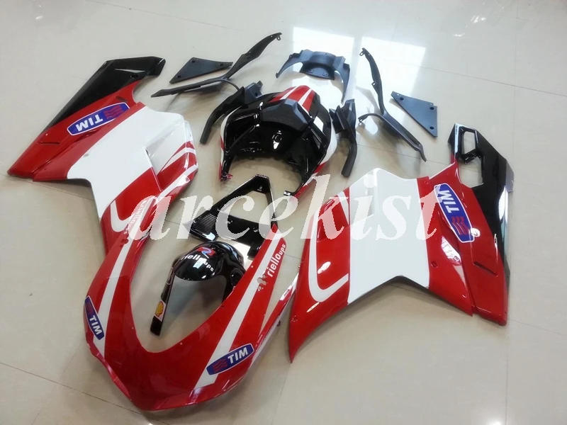 Инъекций ABS Полный обтекатели комплект подходит для поездок на мотоцикле Ducati 1098s 848 evo 1198 2007 2008 2009 2010 2011 2012 тела комплект красного и белого цвета