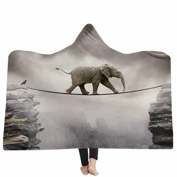 

Hooded Blankets,Elephant Series series Hat Blankets Soft Blanket,Sherpa Thick Double Layer Plush Fleece Wearable Hooded Throws