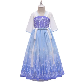 

Summer Girl Hanfu Chinese style Princess Dress For 2020 3-14 Years Girls Elsa Dresses kids Fairy Blue Clothes Children Costume