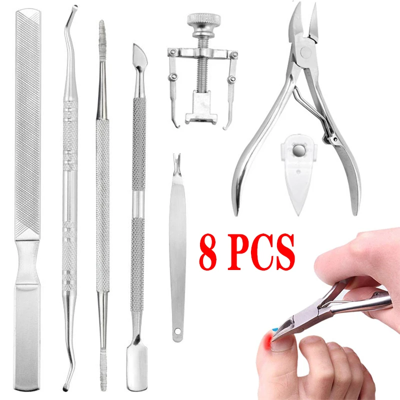 8 PCS Toenail Clippers Kit for Thick or Ingrown Nails