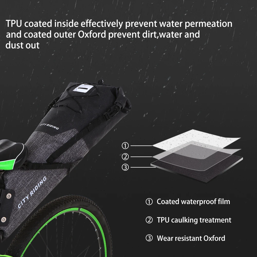 

12-14L Bicycle Seatpost Bag Bike Saddle Seat Storage Pannier Cycling MTB Road Rear Pack Water tight Extendable