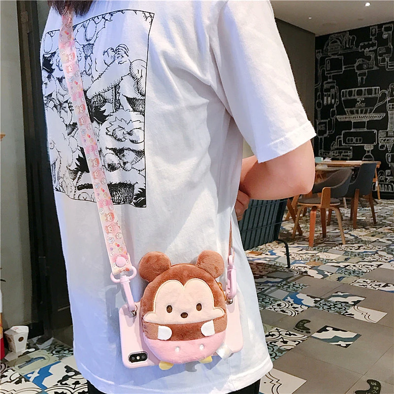 Ainike милый мультяшный кошелек для монет и карт Мягкий ТПУ чехол для телефона для iPhone 5S, SE 6 Plus 7Plus 8P XR XS 11Pro Max с ремешком