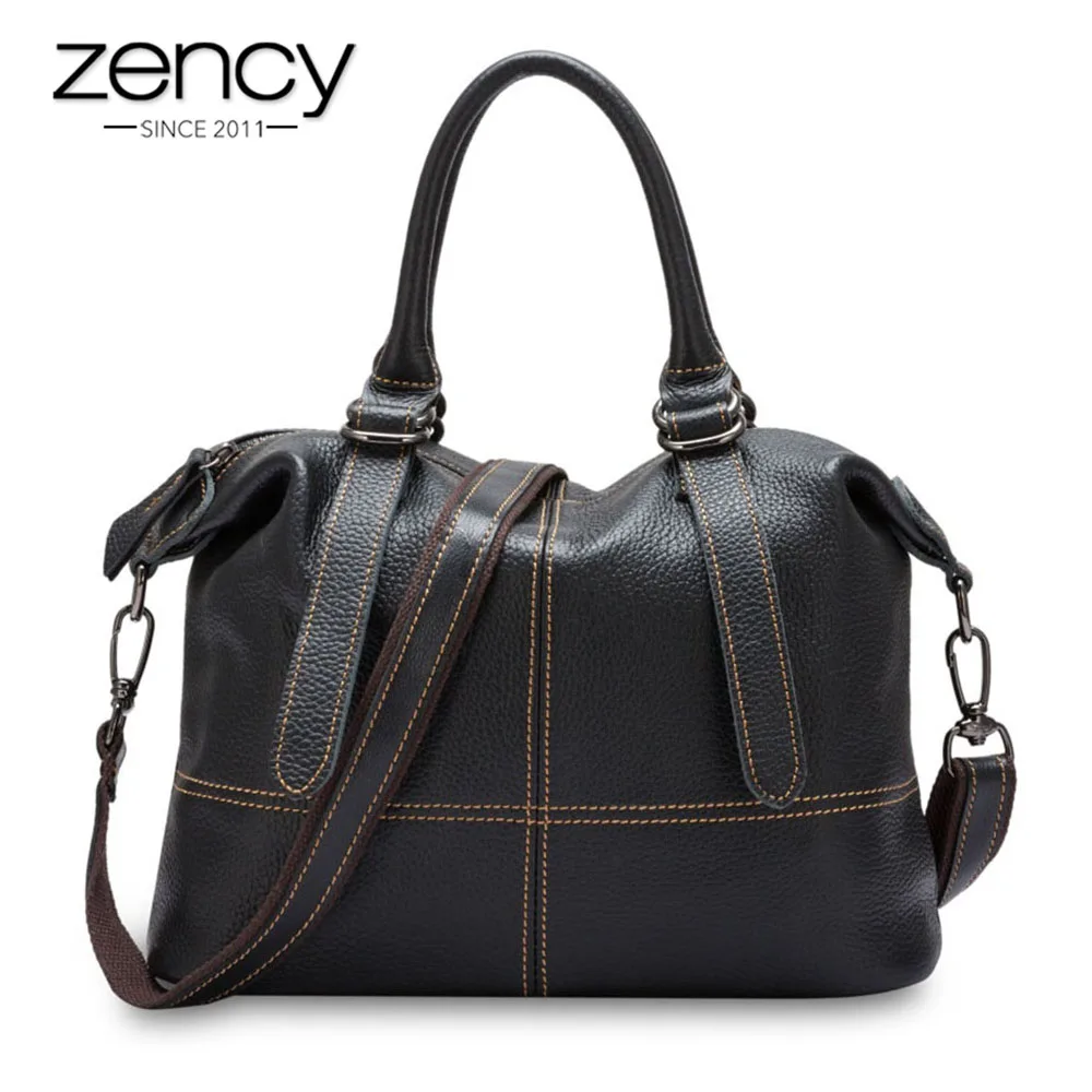 Zency/Скидка до 60%; женские сумки из натуральной кожи; высококачественные сумки; не допускают возврата - Цвет: Black