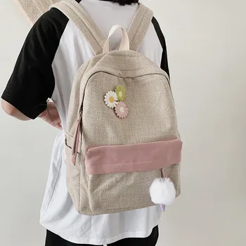 

School Bag Women Korean-style Harajuku Ulzzang Middle School Backpack Junior High School STUDENT'S MORI Series Retro Contrast Co