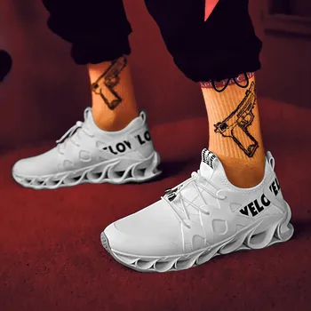 

New Stylish White Sneakers Cushioning Blade Running Shoes Men Breathable Fexible Sport Shoes Soft Gym Walking Sneakers for Men