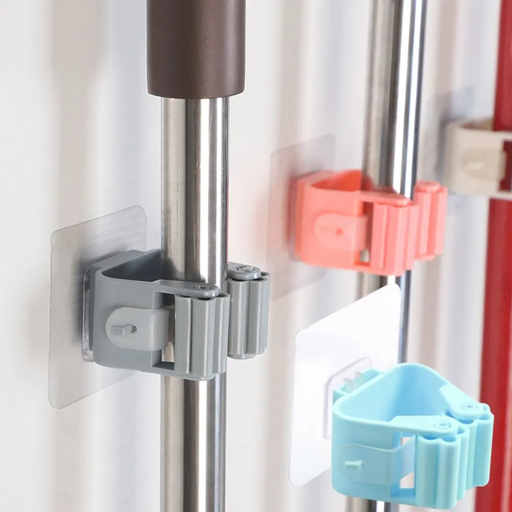 Mop & Broom Holder Mop Storage Rack 1PCS Wall Mounted Mop Organizer Holder Punch-free Non-marking Brush Broom Hanger Home Storage Rack Bathroom Hanging Pipe Hooks