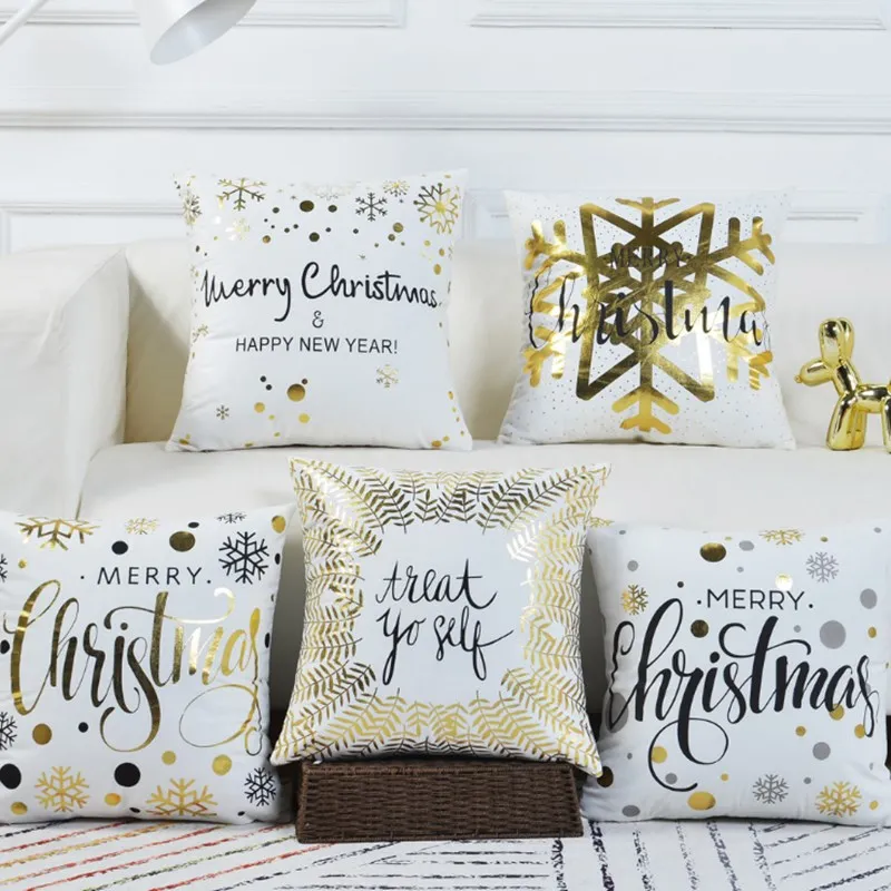

45x45cm/17.72x17.72 Christmas Cushion Cover Cotton Polyester Decorative New Year Throw Pillow Cover Sofa Embrace Pillow Case