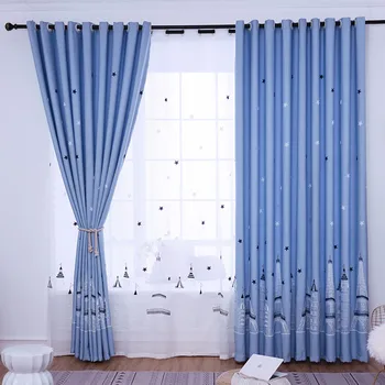 

Cartoon Curtain Castle Velvet Linen Embroidered Curtain Bedroom Living Room Children's Room Can Be Customized Products