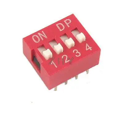 

10 Pcs 2.54mm Pitch 4 Position Slide Type DIP Switch Red