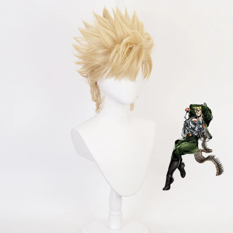 Jojo's Bizarre Adventure Caesar Anthonio Zeppeli парик косплей костюм светильник золотые короткие