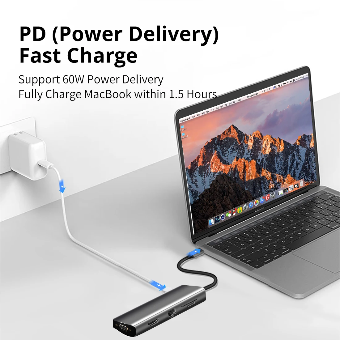 Snowkids type C концентратор док-станция 9 в 1 USB C PD LAN RJ45 HDMI SD TF USB3.0 VGA для MacBook hp Dell huawei Mi samsung Asus ZenBook