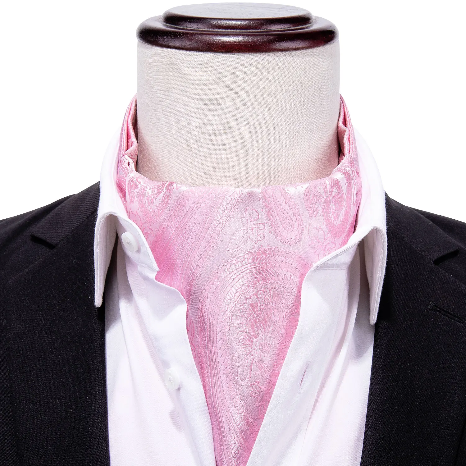 Модный розовый галстук Ascot Пейсли для мужчин шелковый шарф галстук костюм мужской галстук ЖАККАРДОВЫЙ набор карманные Квадратные запонки