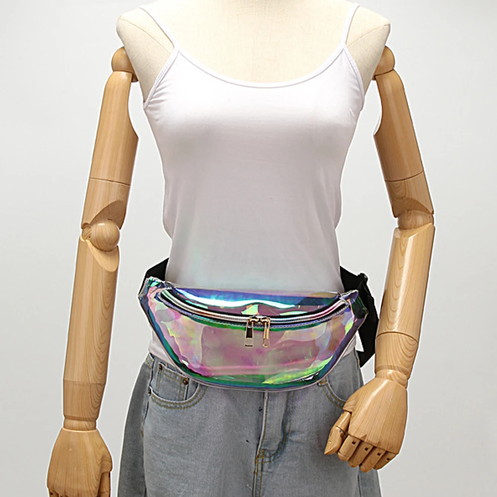 Местный запас женский прозрачный кошелек лазерная прозрачная маленькая Поясная сумочка для путешествий цвета для женщин Модный Телефон поясная сумка живот и бедра