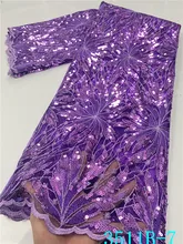 NIAI – tissu nigérian en dentelle pour robe, Tulle, maille, paillettes, meilleure vente, XY3511B-7