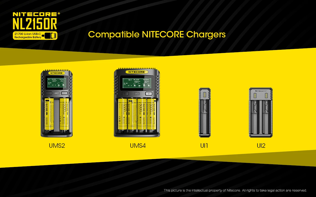 NITECORE NL2140R / NL2150R rechargeable battery 21700 USB-C 3.6V Li-ion 4000mAh 5000mAh Continuous current:Max 5A bright star flashlights