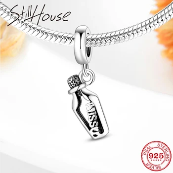 

Hight Quality 925 Sterling Silver Drifting bottle carrying miss U Charm Beads fits Original Fine Charm Bracelet Women Jewerly